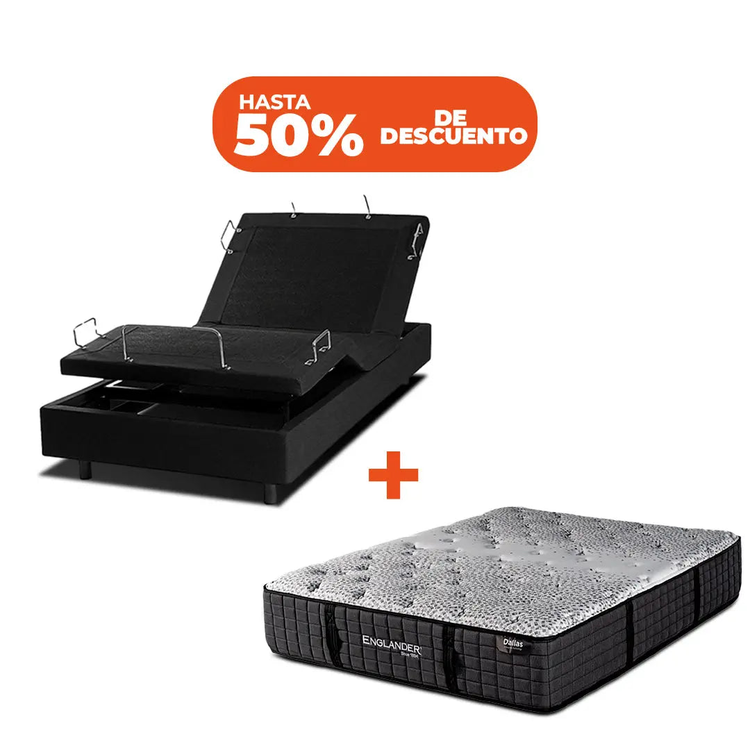 Combo Base Eléctrica Smart Flex + Colchón Dallas iSleep & Englander