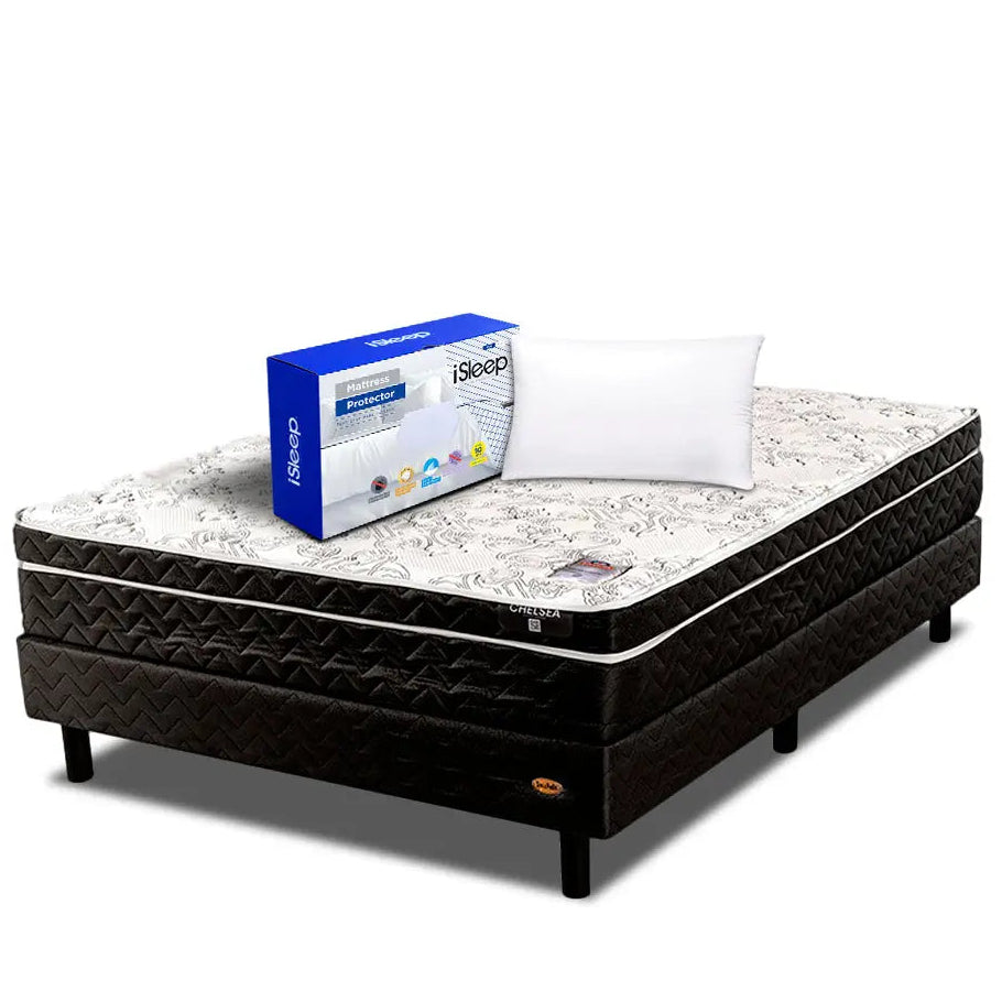 Combo Chelsea Individual + Box + Protector + Almohada de Memory Foam Don Colchón