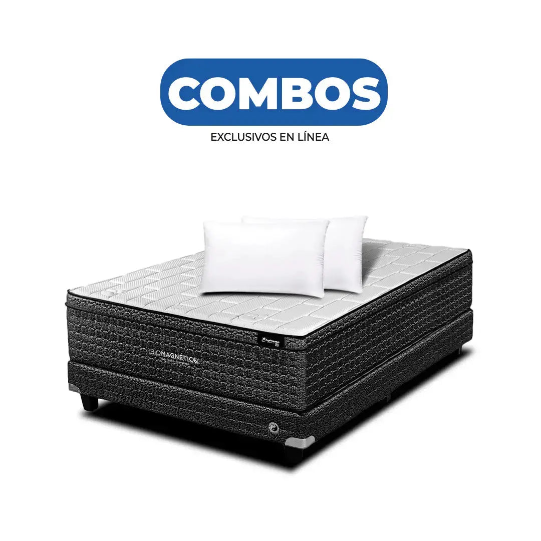 Combo Supreme Midnight King Size + Box + 2 Almohadas de Memory Foam Biomagnético