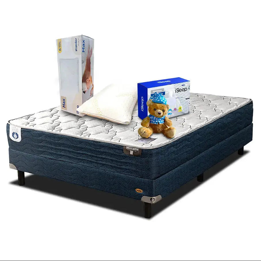 Combo Williams G2 Individual + Osito + Protector + Almohada de Memory Foam Spring King