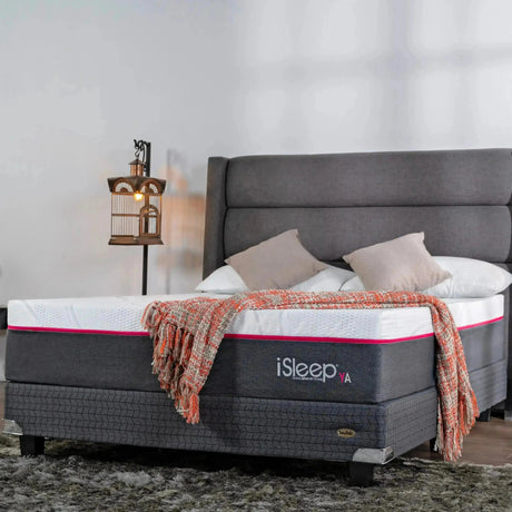 Combo YA! Queen + Box + Protector + 2 Almohadas de Memory Foam iSleep