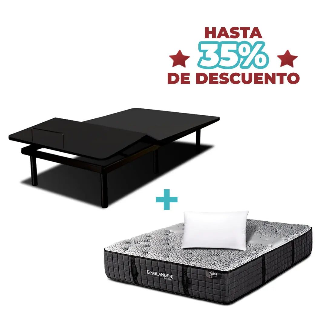 Combo Base Eléctrica Eco B Flex + Colchón Dallas iSleep & Englander