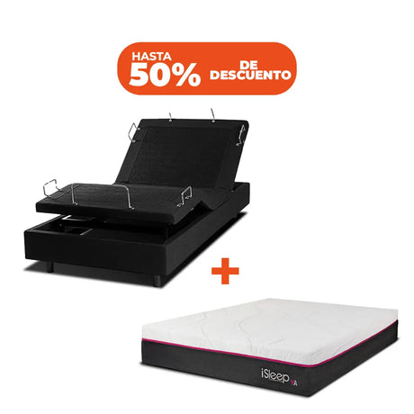 Combo Base eléctrica Smart Flex + Colchón iSleep YA! iSleep