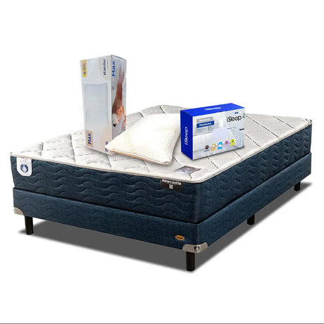 Combo Newcastle G3 Individual + Box + Almohada + Protector Spring King
